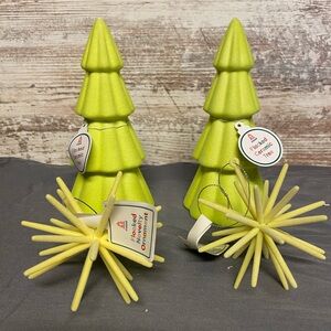 NWT 2024 Target bullseye Green/Yellow flocked trees and ornament set